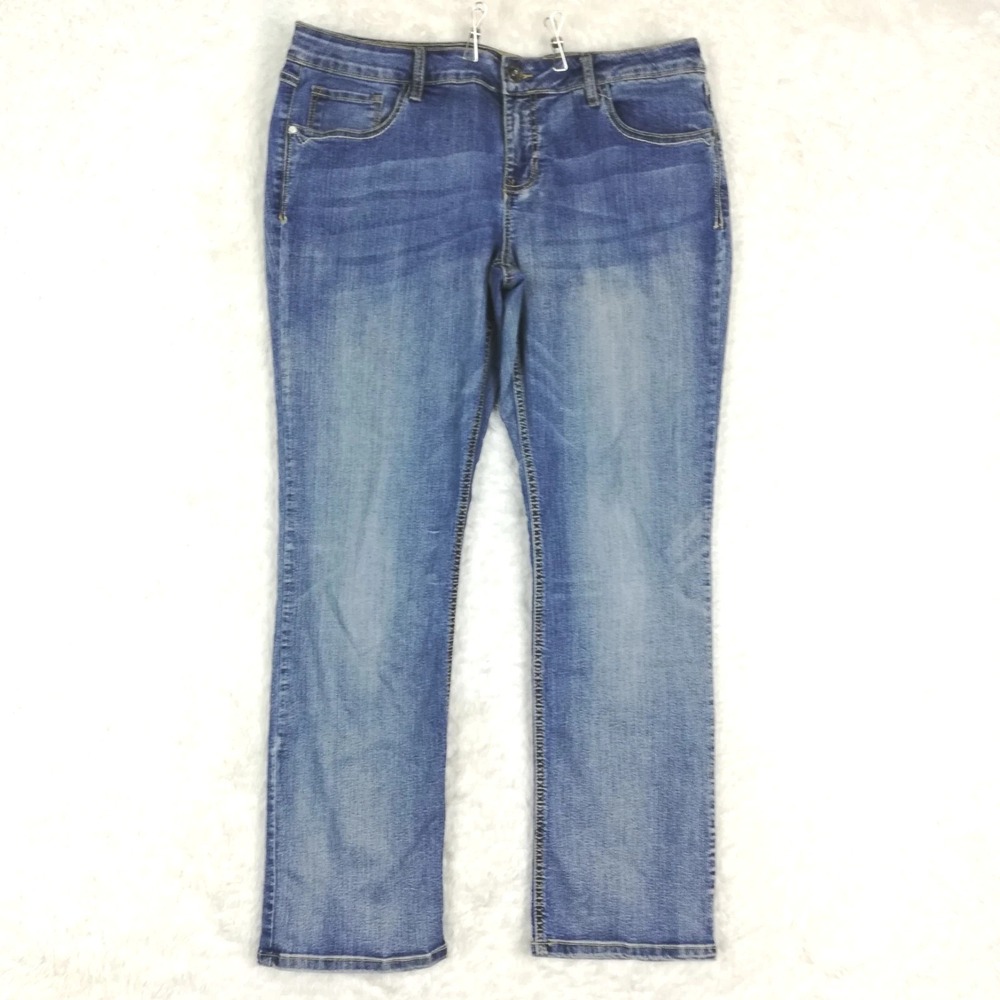 Natural Reflections Womens Jeans Boot Cut Blue Denim Comfort Medium Wash Mid 14